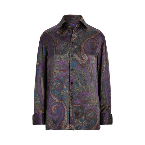 Sonya Paisley-Embroidered Silk Shirt Ralph Lauren Collection 1