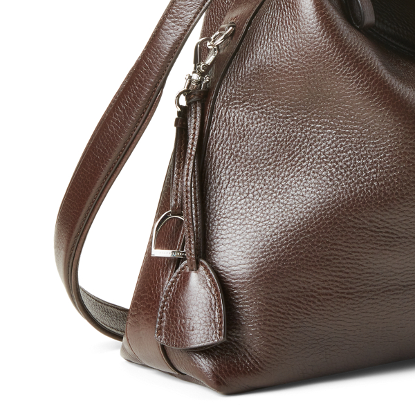 Dark Brown Large Bridle Bag in Deerskin Ralph Lauren Collection 5