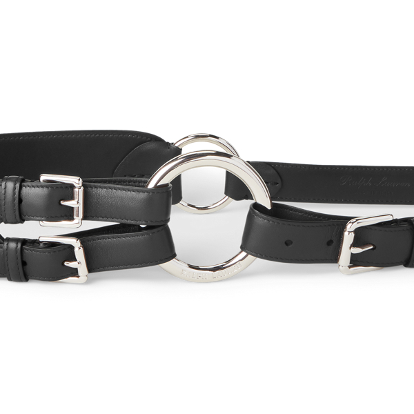 Black Tri-Strap O-Ring Calfskin Belt Ralph Lauren Collection 2