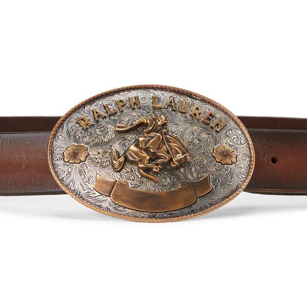 Dark Brown Rodeo Buckle Leather Belt Ralph Lauren Collection 2