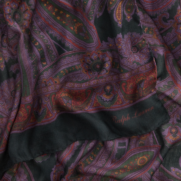 Purple Multi Paisley-Print Cashmere Scarf Ralph Lauren Collection 3