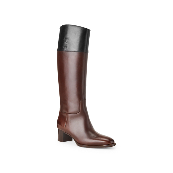 Luggage Brown/Black Alyshia Calfskin Boot Ralph Lauren Collection 2