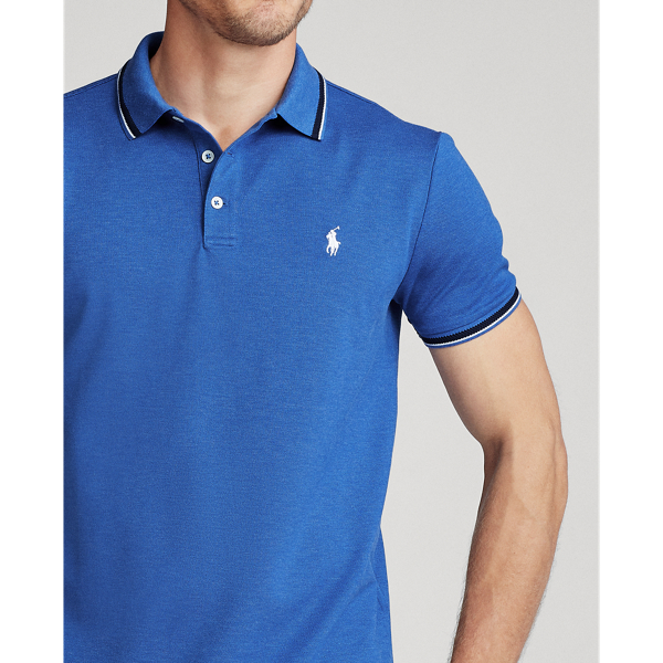 Slim Fit Stretch Mesh Polo Polo Ralph Lauren em Dockside Blue Heather 5