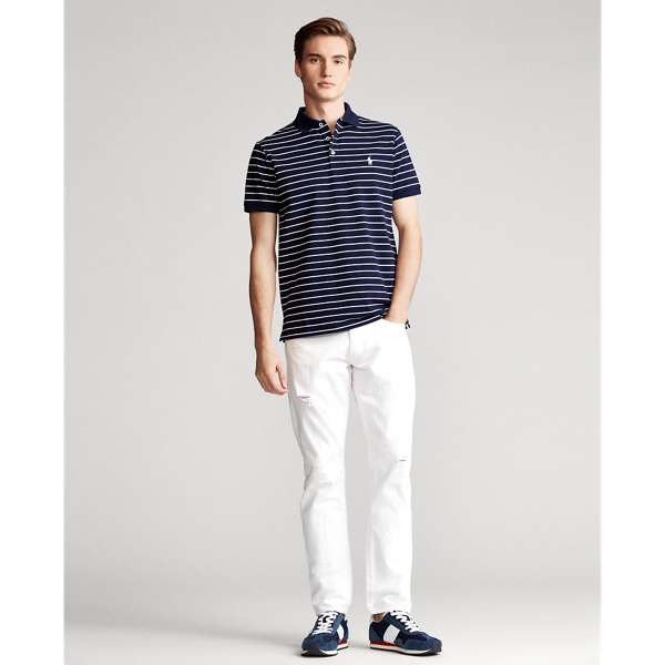 Slim Fit Stretch Mesh Polo Polo Ralph Lauren in Refined Navy/White 3
