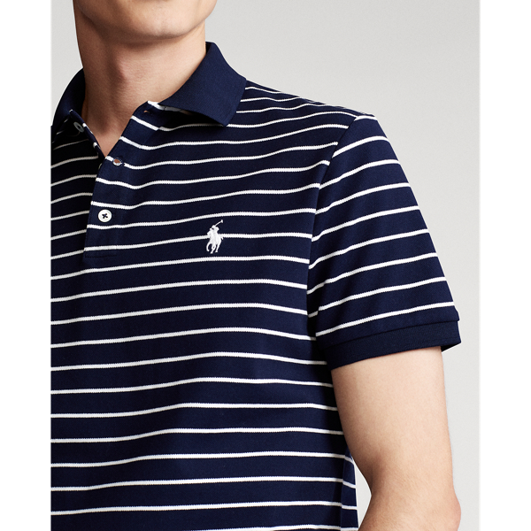 Slim Fit Stretch Mesh Polo Polo Ralph Lauren in Refined Navy/White 5