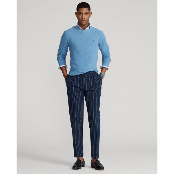 Denim Blue Heather Cotton-Linen Crewneck Jumper Polo Ralph Lauren 4