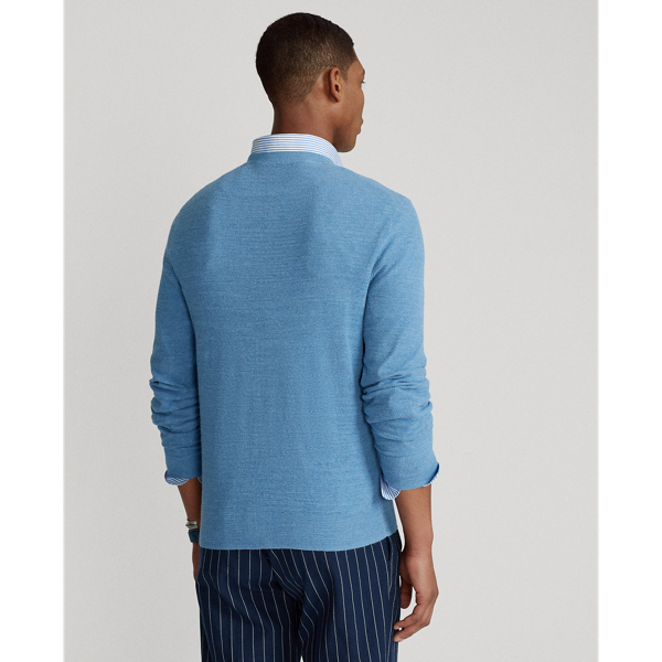 Denim Blue Heather Cotton-Linen Crewneck Jumper Polo Ralph Lauren 5