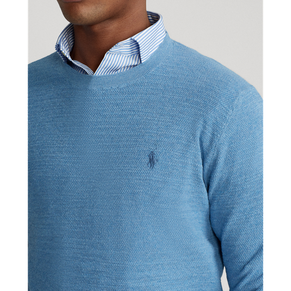 Denim Blue Heather Cotton-Linen Crewneck Jumper Polo Ralph Lauren 6