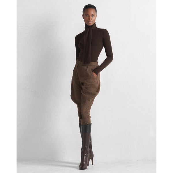 Chocolate Cashmere Tie-Neck Jumper Ralph Lauren Collection 4