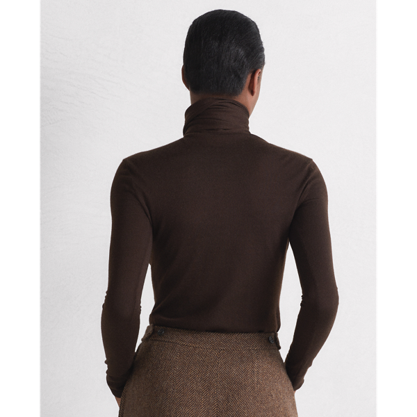 Chocolate Cashmere Tie-Neck Jumper Ralph Lauren Collection 5