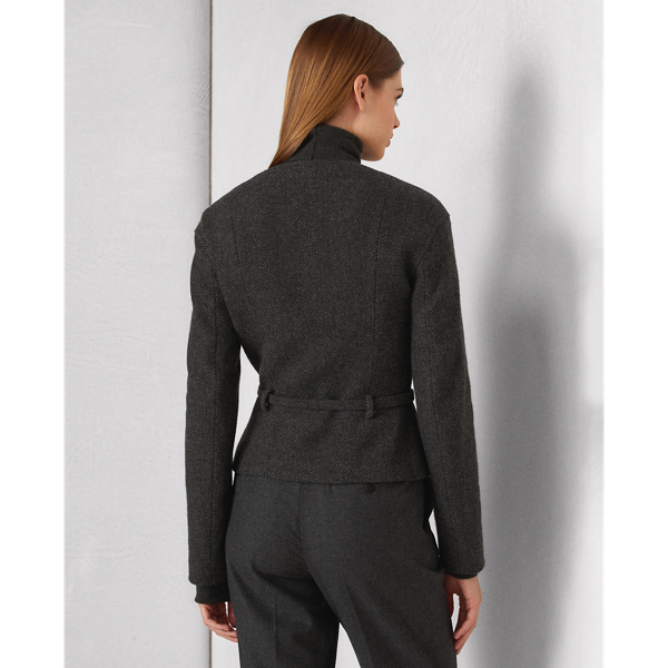 Medium Grey Heather Yazmine Herringbone Wool-Cashmere Jacket Ralph Lauren Collection 5