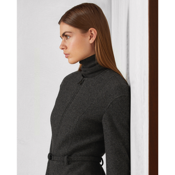 Medium Grey Heather Yazmine Herringbone Wool-Cashmere Jacket Ralph Lauren Collection 6
