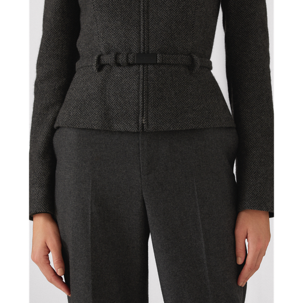 Medium Grey Heather Yazmine Herringbone Wool-Cashmere Jacket Ralph Lauren Collection 7