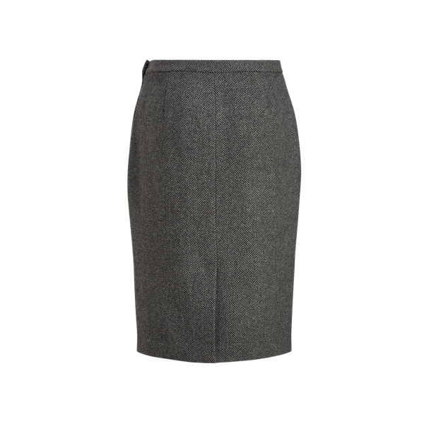 Medium Grey Heather Arielle Wool-Cashmere Herringbone Skirt Ralph Lauren Collection 2