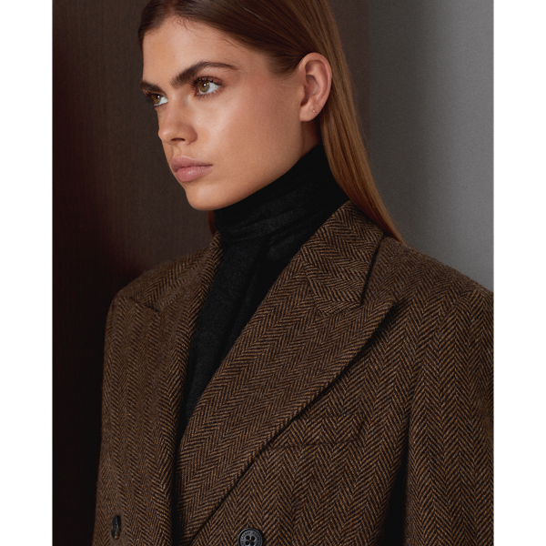 Dark Brown Multi Cromwell Herringbone Wool-Blend Jacket Ralph Lauren Collection 7