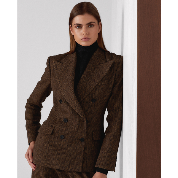 Dark Brown Multi Cromwell Herringbone Wool-Blend Jacket Ralph Lauren Collection 8