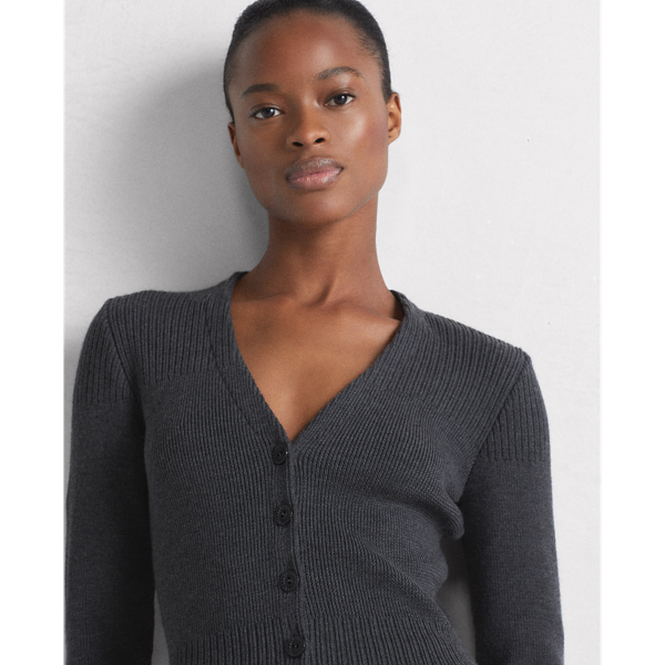 Medium Grey Heather Wool Cardigan Ralph Lauren Collection 6