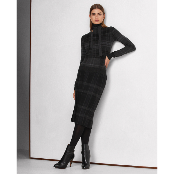 Charcoal Multi Cashmere Tie-Neck Jumper Ralph Lauren Collection 4
