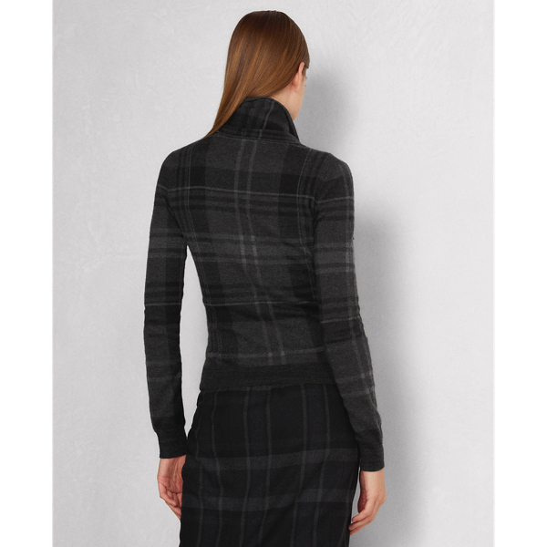 Charcoal Multi Cashmere Tie-Neck Jumper Ralph Lauren Collection 5