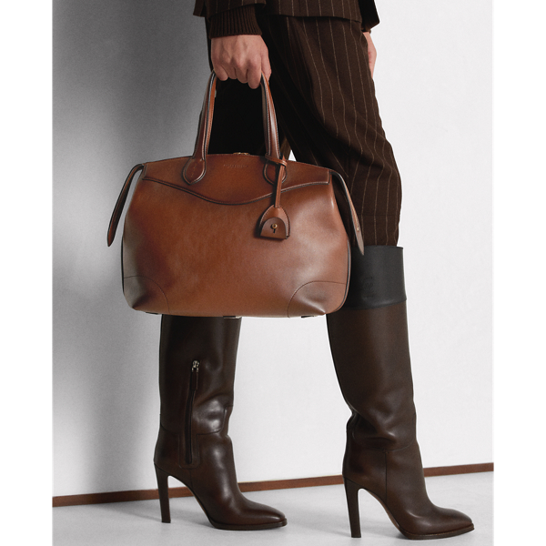 Chestnut Burnished Calfskin Medium Voyager Ralph Lauren Collection 6