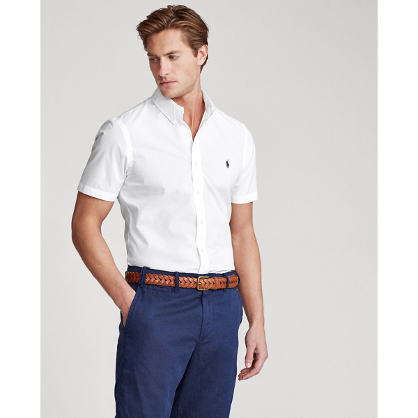 White Custom Fit Natural Stretch Poplin Shirt Polo Ralph Lauren 4