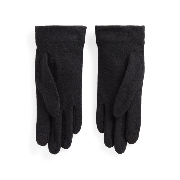 Black Wool-Blend Tech Gloves Lauren 2