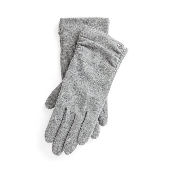 Ruched Wool-Blend Tech Gloves Lauren 1