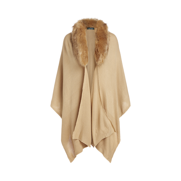 Faux Fur&ndash;Collar Ruana Lauren em 1