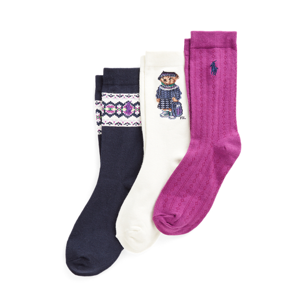 Polo Bear Crew Sock 3-Pack Girls 1.5-6.5 Years 1