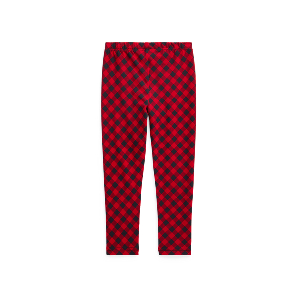 Red Black Multi Buffalo Check Stretch Jersey Legging Girls 2-6x 2