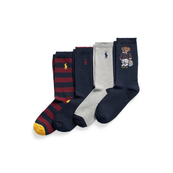 Polo Bear Striped Crew Sock 4-Pack Boys 6-14 Years 1