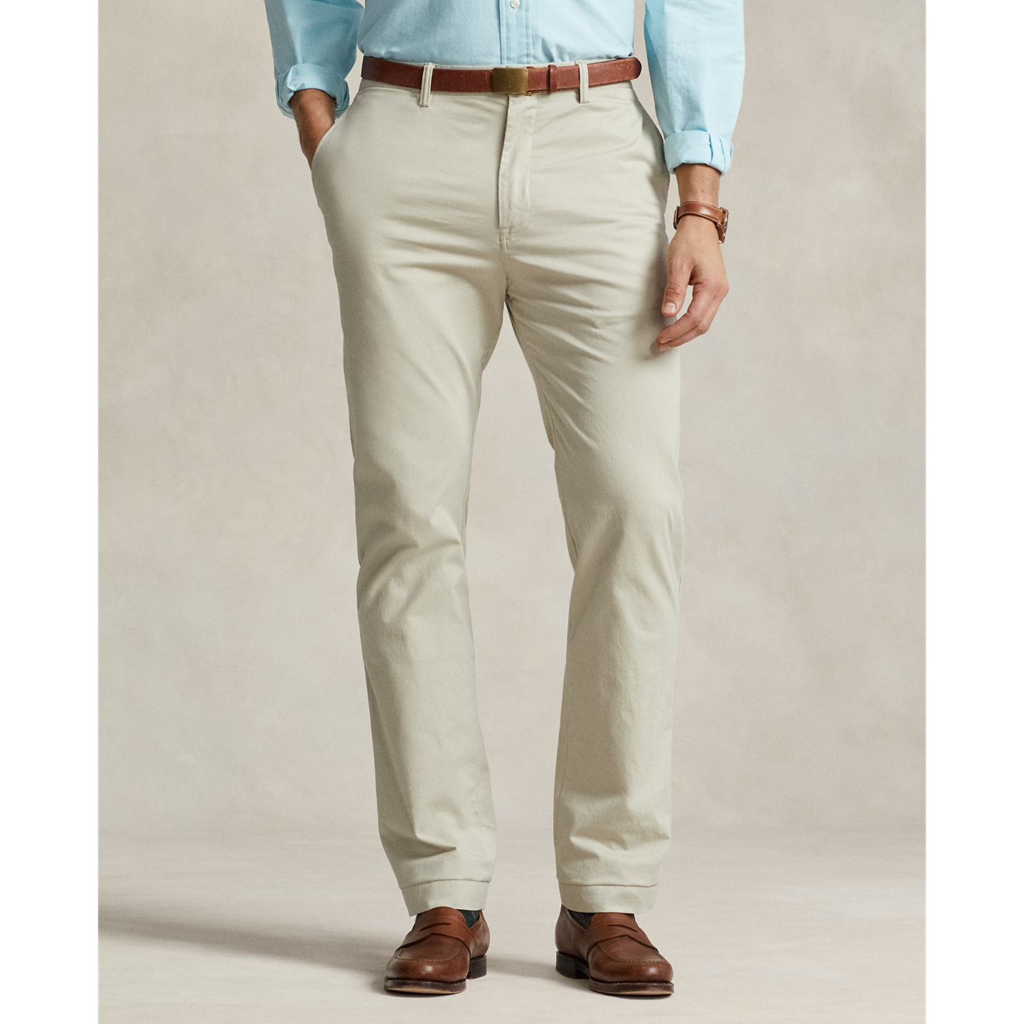 Мужские брюки Ralph Lauren Bedford Classic Fit Chino, цвет: Серо-бежевый — фото 1
