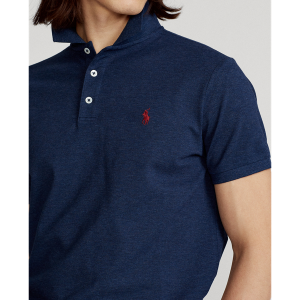 Fresco Blue Heather Slim Fit Stretch Mesh Polo Shirt Polo Ralph Lauren 5
