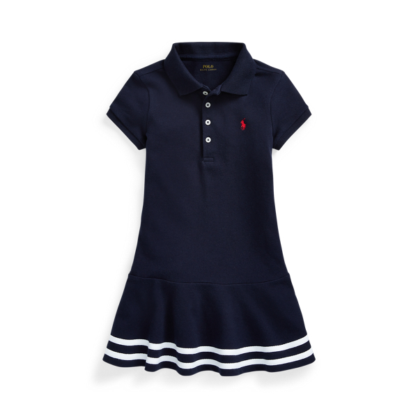 Striped Stretch Mesh Polo Dress Girls 1.5-6.5 Years 1
