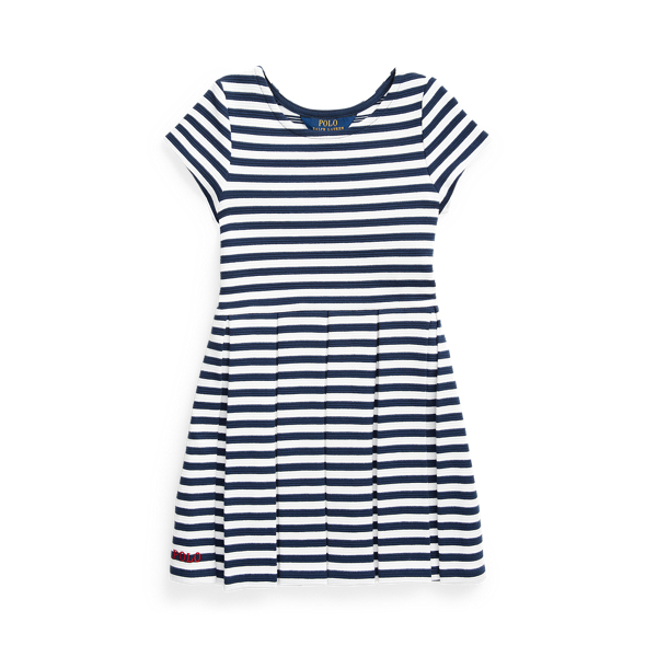 Vestido canelado &agrave;s riscas Girls 1.5-6.5 Years em 1