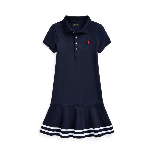 Striped Stretch Mesh Polo Dress Girls 7-14 Years 1
