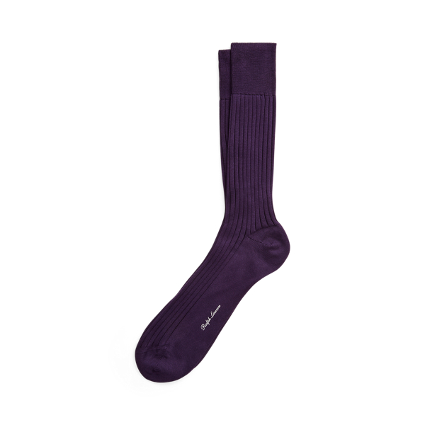 Deep Purple Rib-Knit Cotton Trouser Socks Purple Label 1