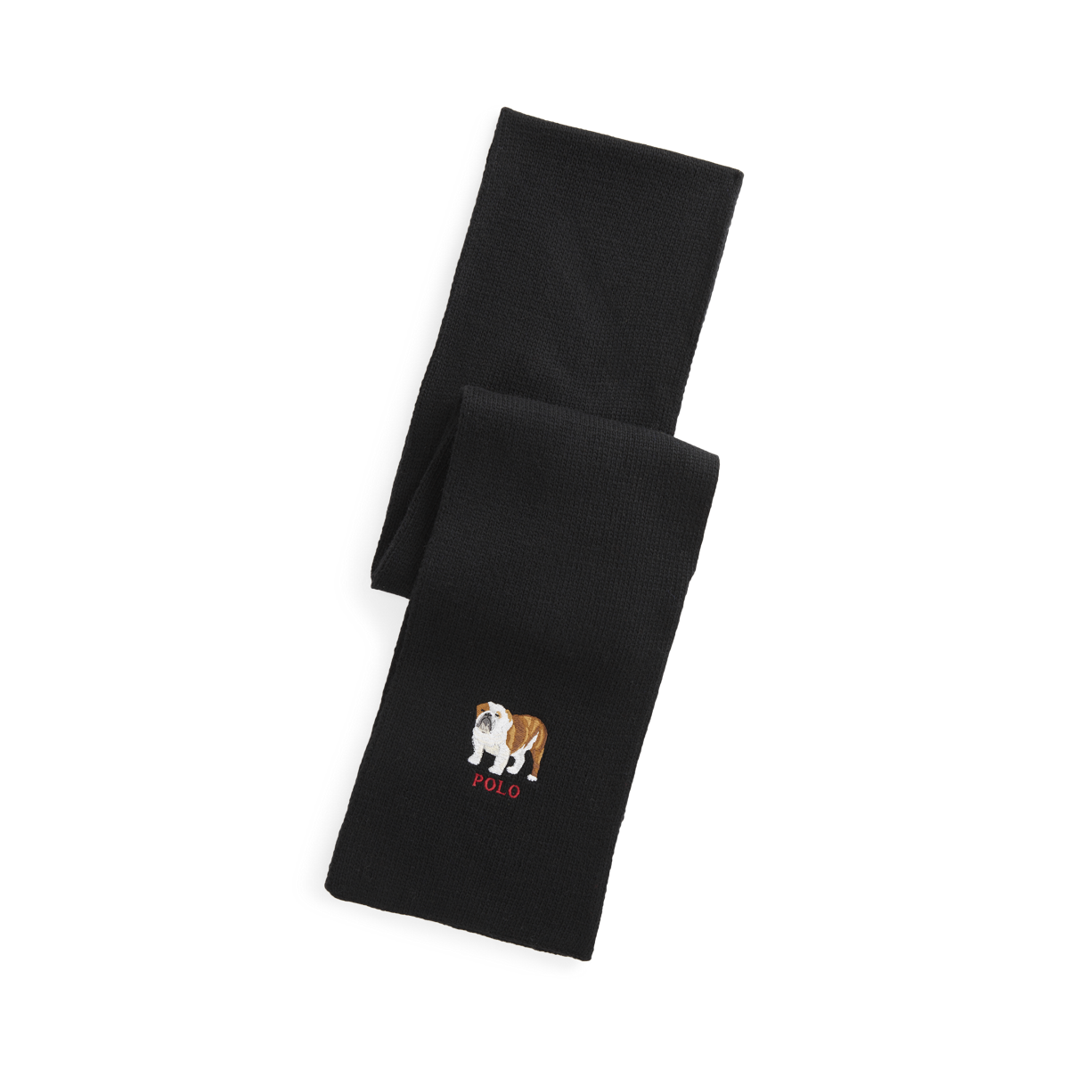 POLO RALPH store LAUREN Gray Wool Blend Embroidered French Bulldog Scarf