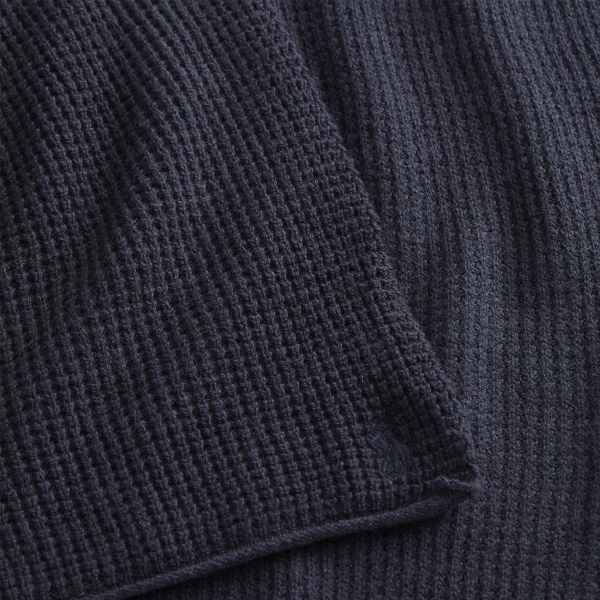 RL Navy Thermal-Knit Wool-Cashmere Wrap Scarf Polo Ralph Lauren 2