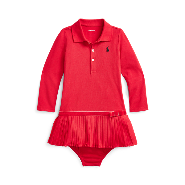 Robe Polo en piqu&eacute; pliss&eacute; stretch