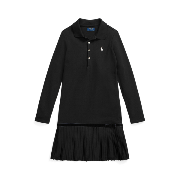 Geplooide mesh Polo-jurk met stretch