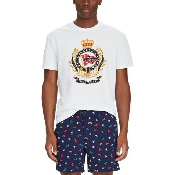 White Classic Fit Cotton Graphic T-Shirt Polo Ralph Lauren 4