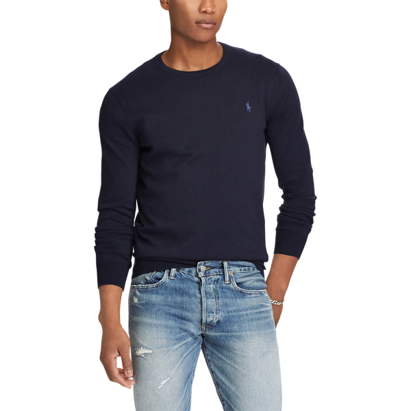 Hunter Navy Slim Fit Cotton Crewneck Sweater Polo Ralph Lauren 3