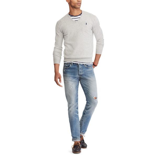 Andover Heather Slim Fit Cotton V-Neck Jumper Polo Ralph Lauren 2