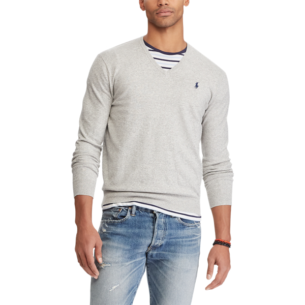 Andover Heather Slim Fit Cotton V-Neck Jumper Polo Ralph Lauren 3