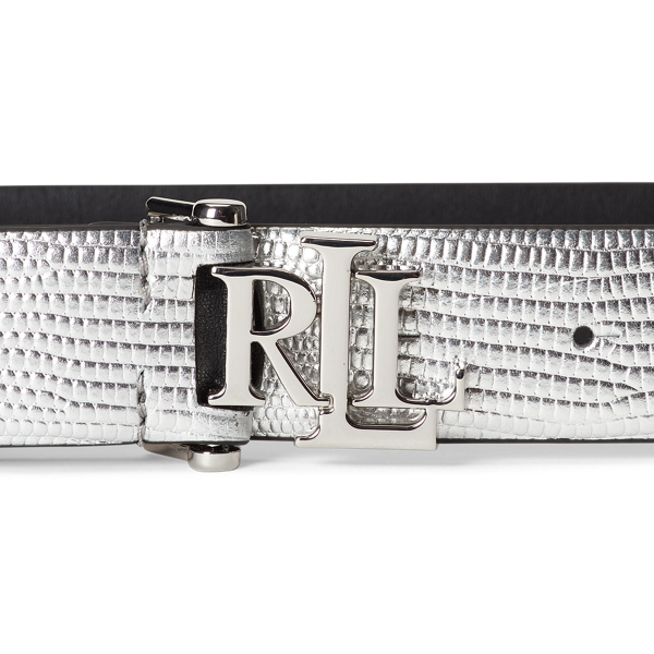 Silver Faux-Lizard Leather Belt Lauren 2