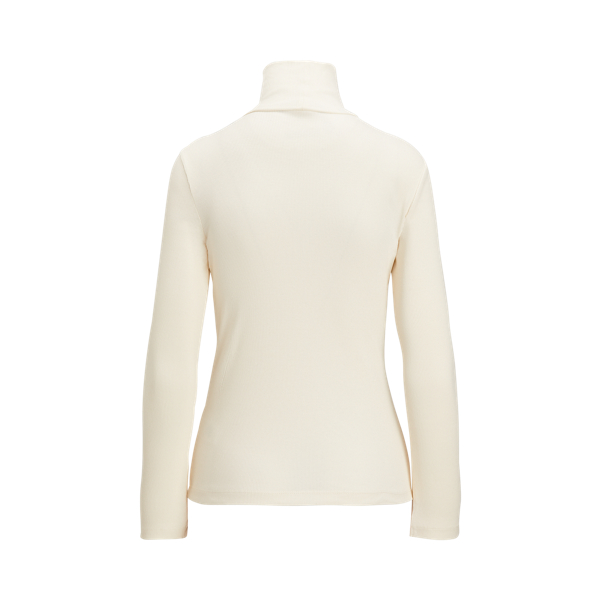 Mascarpone Cream Button-Trim Cotton Turtleneck Lauren 2