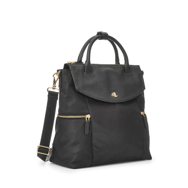 Black Nylon Medium Convertible Backpack Lauren 3