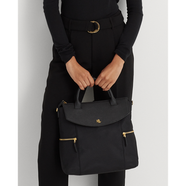 Black Nylon Medium Convertible Backpack Lauren 7