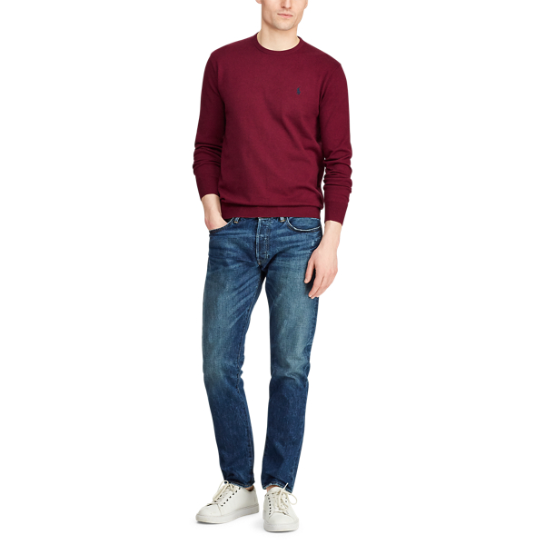 Classic Wine Heather Slim Fit Cotton Crewneck Jumper Polo Ralph Lauren 4